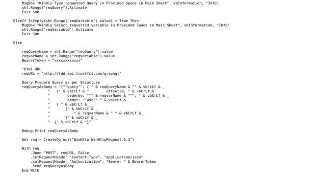 Excel VBA graphQL http request "run time error -2147012744 The server returned an invalid смотреть онлайн