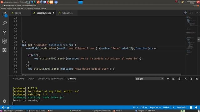 node update user смотреть онлайн