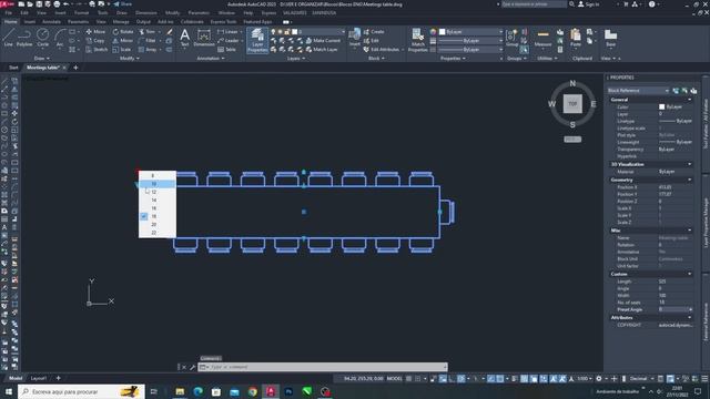 Autocad Dynamic Block - Meetings table (Plan) смотреть онлайн