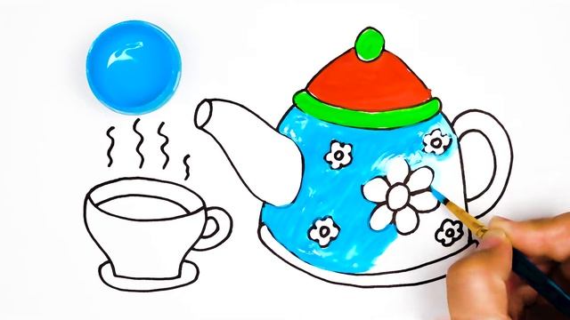 Set of dishes for kids - teapot and cup Набор посуды для детей - чайник и чашка смотреть онлайн