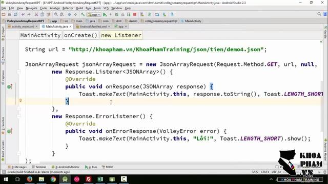 Lập trình Android A-Z - Bài 118: Volley Json Array Request смотреть онлайн