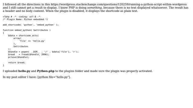 Wordpress: Trouble implementing python on WordPress смотреть онлайн