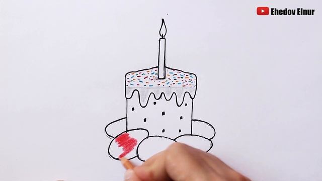 Как нарисовать Пасхальный кулич с яйцами | Пасхальный рисунок | Easter drawing смотреть онлайн