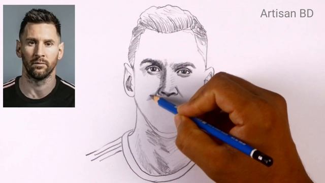 How To Draw a Realistic face Lionel Messi | Easy Pencil Sketch #messi смотреть онлайн