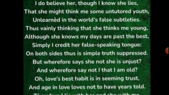 When my love swears that she is made of truth.( Sonnet: 138 ) for T.G.T./P.G.T.,L.T.,U.G.C &N.E.T. смотреть онлайн