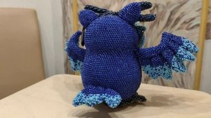 синяя совушка из бисера