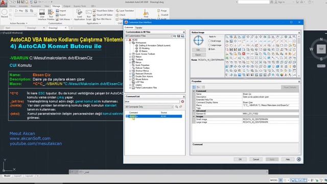 AutoCAD VBA #7. Komut butonu ve klavye kısayolu ile kodları çalıştırma смотреть онлайн