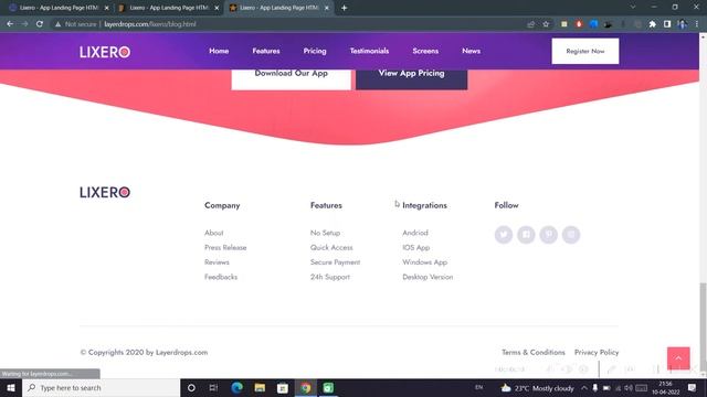 Lixero App Landing Page HTML Template Free Download смотреть онлайн