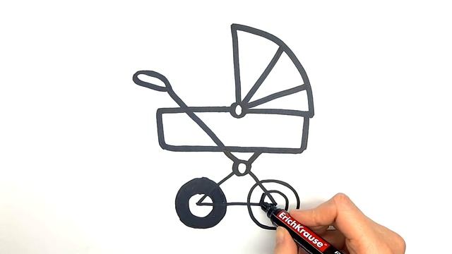 Как нарисовать детскую коляску. Раскраска детская коляска. Рисунки для малышей/РАСКРАСКИ РАЗВИВАШКИ смотреть онлайн