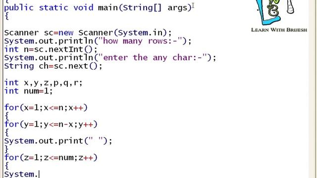 23 Program for print any char in Diamond style in java смотреть онлайн