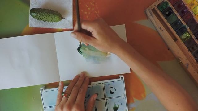 Мастер-класс #23 Рисуем огурчик акварелью. смотреть онлайн