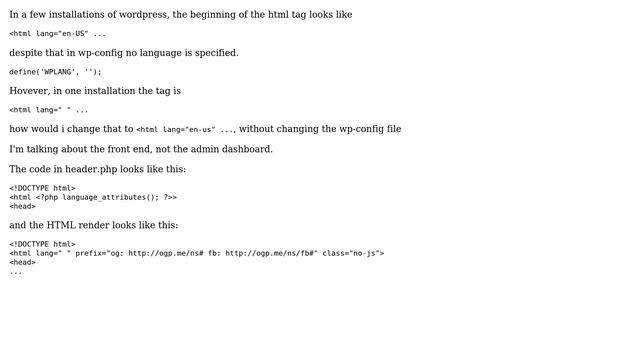 Wordpress: html lang="" instead of lang="en-us" - why? смотреть онлайн