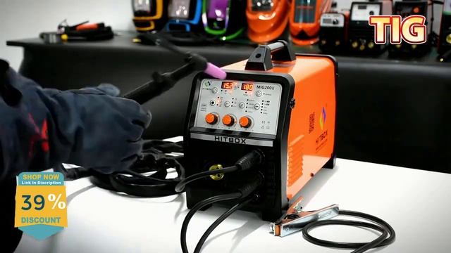 5in1 MIG200 HITBOX Stainless Steel Iron Mig Welder Semi Automatic ARC TIG MIG Aluminum Welding Mach