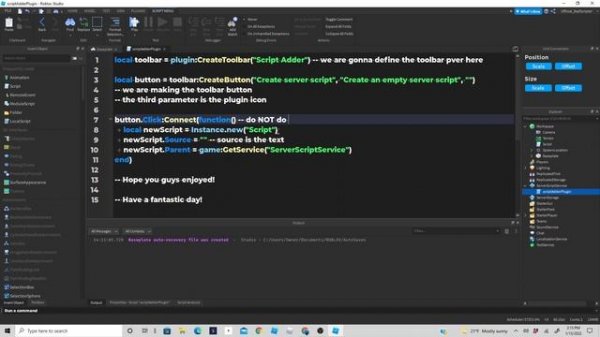 How to make a simple plugin | Roblox Studio Tutorial