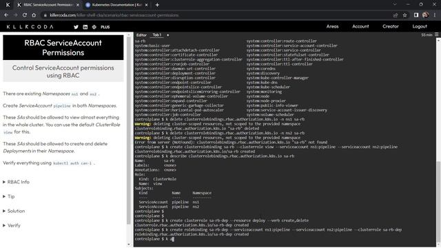 RBAC ServiceAccount Permissions - Killer Shell CKA Killercoda Solution смотреть онлайн