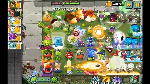 PvZ 2 - Mini Zombi Rocebro Cabezon NVL 100 vs Las Plantas NVL 120000 смотреть онлайн