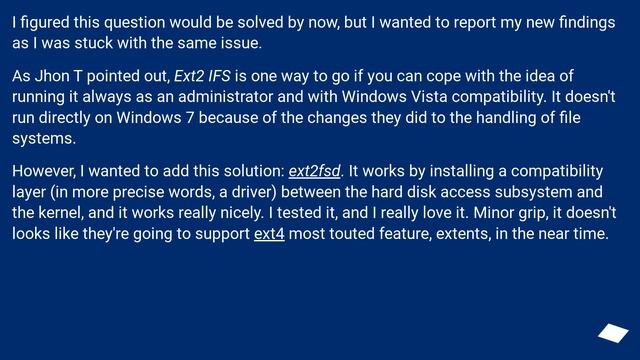 How can I access EXT3 partitions on Windows 7? смотреть онлайн