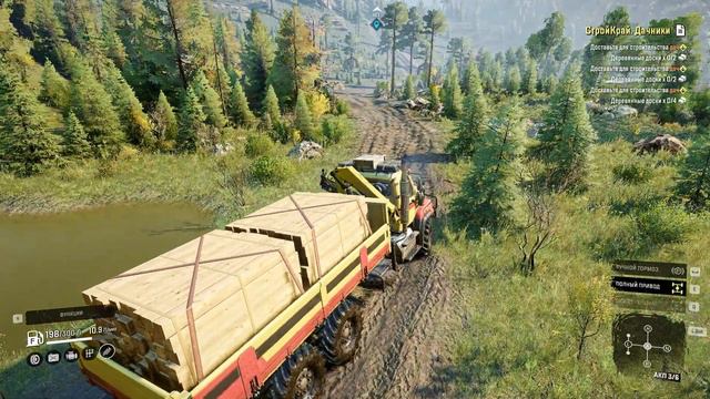 SnowRunner-Моды-Freightliner 114SD Freightshaker-Карта Предгорье Саяна-Перевозка грузов-Часть 4