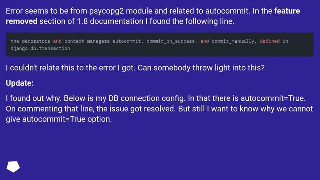 Autocommit Migration from Django 1.7 to 1.8 смотреть онлайн