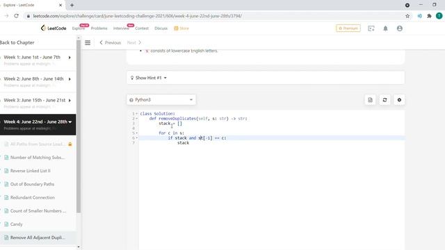 June 28/2021 LeetCode Challenge: Remove All Adjacent Duplicates In String смотреть онлайн