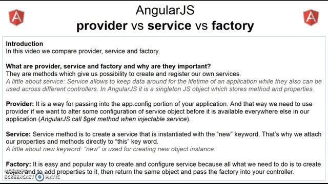 AngularJS provider vs service vs factory - Part 1 of 4 смотреть онлайн