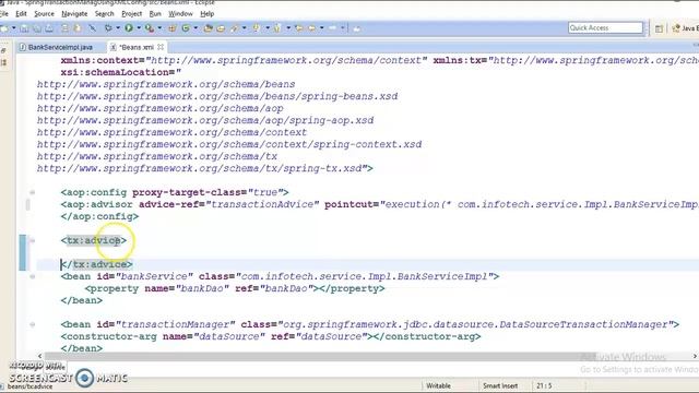 105.Spring declarative transaction management using XML Config смотреть онлайн