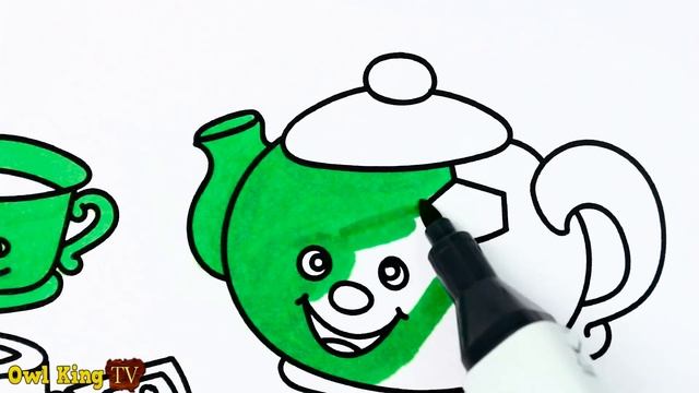 How to Draw Tea Set, Chocolate, Finger Family Song| Coloring Pages | Art Colors for kids,Owl King T смотреть онлайн