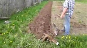 Лебёдка Чистова и конный плуг в действии