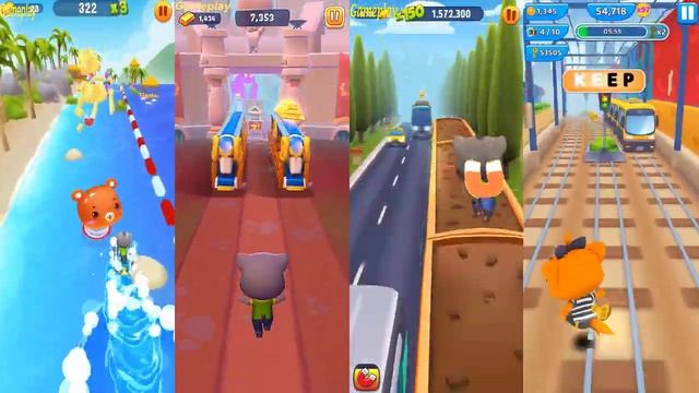 TALKING TOM GOLD RUN 1VS 2 VS Talking Tom Jetski 3 VS Panda Panda Run koko the robber смотреть онлайн