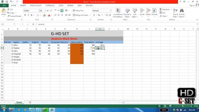 Making Students Marks Sheet in MS Excel 2013 - Part 2 смотреть онлайн