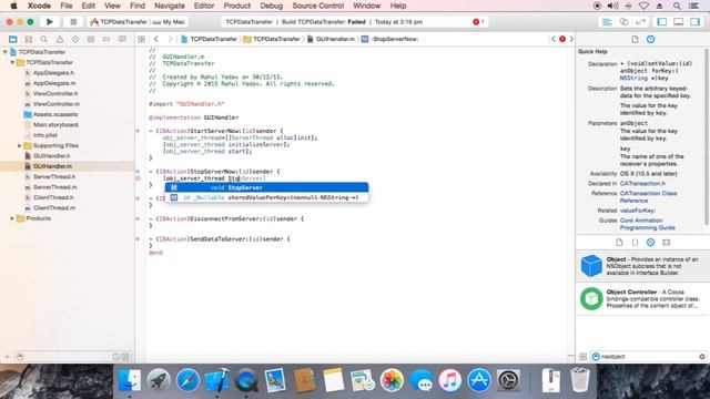 Objective-C TCP Socket: Step 9: Call Thread in GUI Class смотреть онлайн