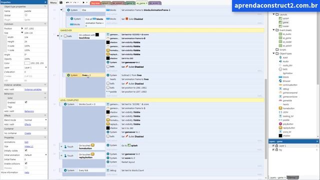 Como criar um jogo estilo Brick Breaker Aula 13 - Curso Construct 3 смотреть онлайн