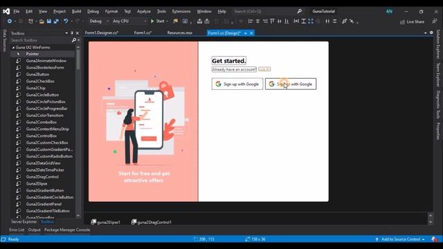 WinForms Tutorial : WinForms UI design in Visual studio 2019 | Guna UI | Sign Up | Login | C# WPF смотреть онлайн