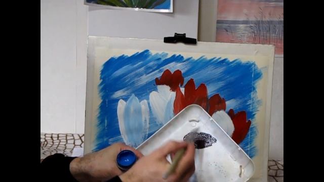 Мастер Класс. Гуашь. ОНЛАЙН УРОК. ТЮЛЬПАНЫ смотреть онлайн