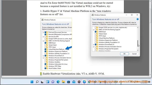 Fix Error 0x80370102 Virtual machine not started required feature not installed in WSL2 on Windows смотреть онлайн