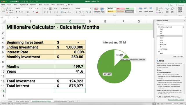 How Long to Save $1 Million Dollars: Create a Millionaire Calculator in Excel смотреть онлайн