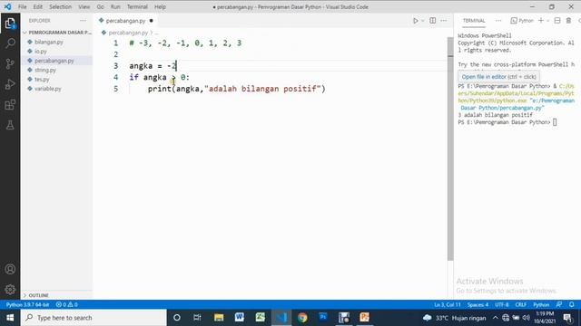 09 - Percabangan (IF ELIF ELSE) pada Pemrograman Python смотреть онлайн