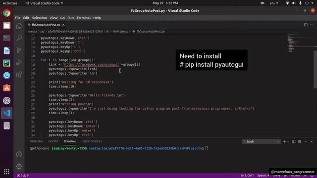 Auto Post On Any Facebook Groups | python | Marvelous Programmer смотреть онлайн