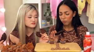 ASMR MUKBANG CHOCOLATE DESSERTS | ICE CREAM COOKIES CAKE | feat. ALISHA from XO TEAM