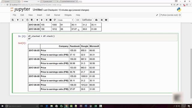 Python Pandas Tutorial 12. Stack Unstack смотреть онлайн