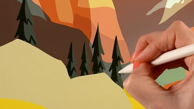 PROCREATE Easy Mountain Landscape Drawing - Step by Step Procreate Tutorial смотреть онлайн