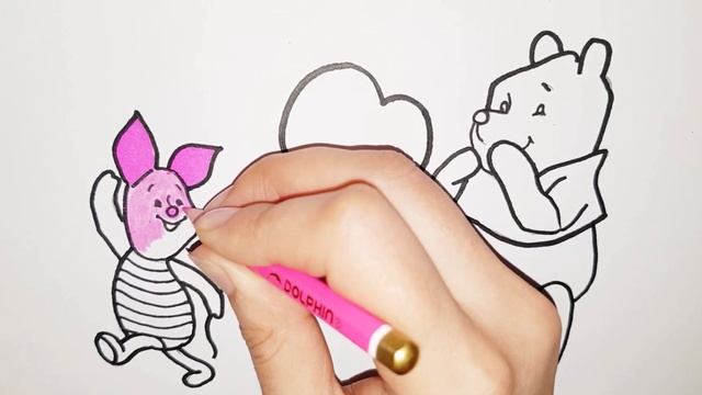 Как нарисовать Винни Пуха и Пятачка | Винни Пух | мультик раскраска для детей смотреть онлайн