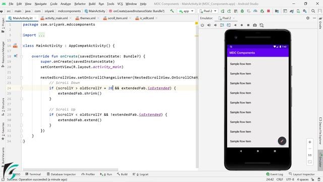 Material ExtendedFloatingActionButton : Just like GMAIL app. Android Studio Tutorial (Kotlin) смотреть онлайн