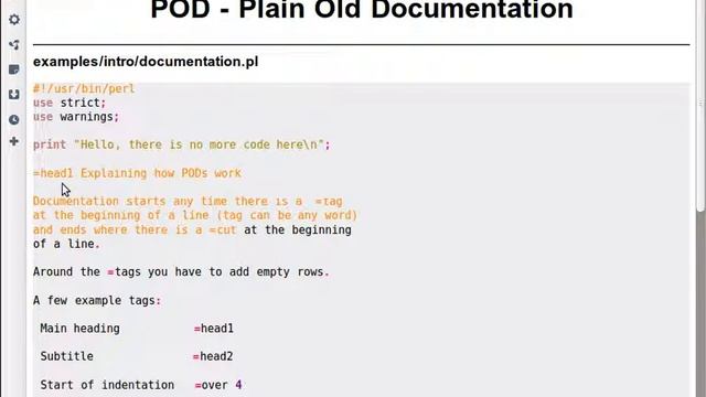 Beginner Perl Maven tutorial: 1.8 POD - Plain Old Documentation смотреть онлайн