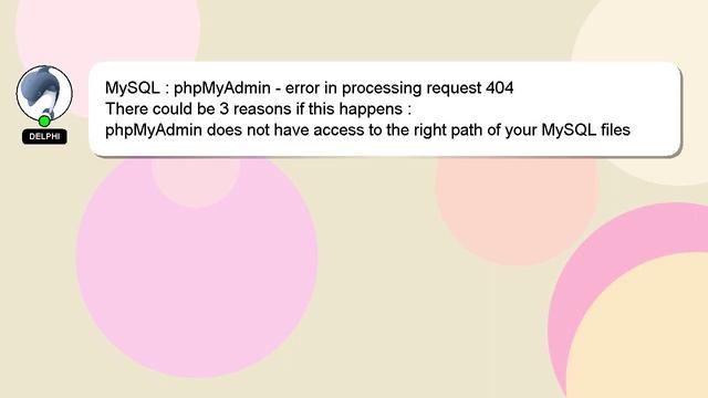 MySQL : phpMyAdmin - error in processing request 404 смотреть онлайн