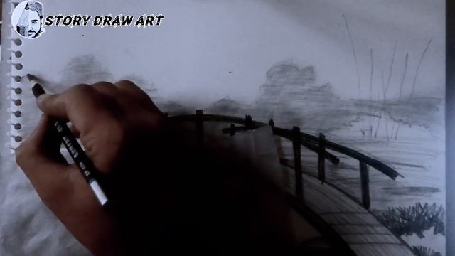 How to draw a Wooden Bridge in Scenery with pencil to смотреть онлайн