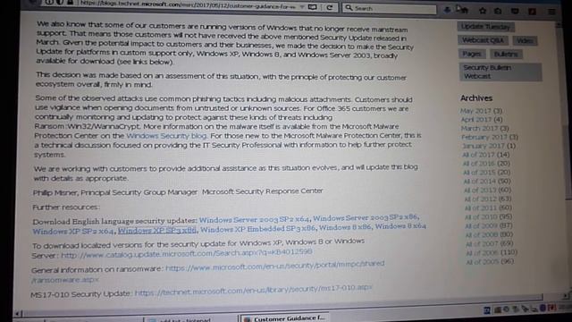 windows XP WannaCrypt ransomware free update patch released by microsoft смотреть онлайн