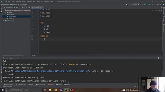 Python ile Try-except kullanımı. смотреть онлайн