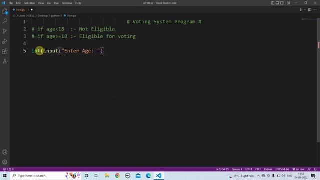 python program to check eligibility for voting | Learn Coding смотреть онлайн