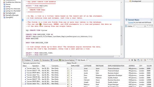 CREATE VIEW SQL EXAMPLE смотреть онлайн